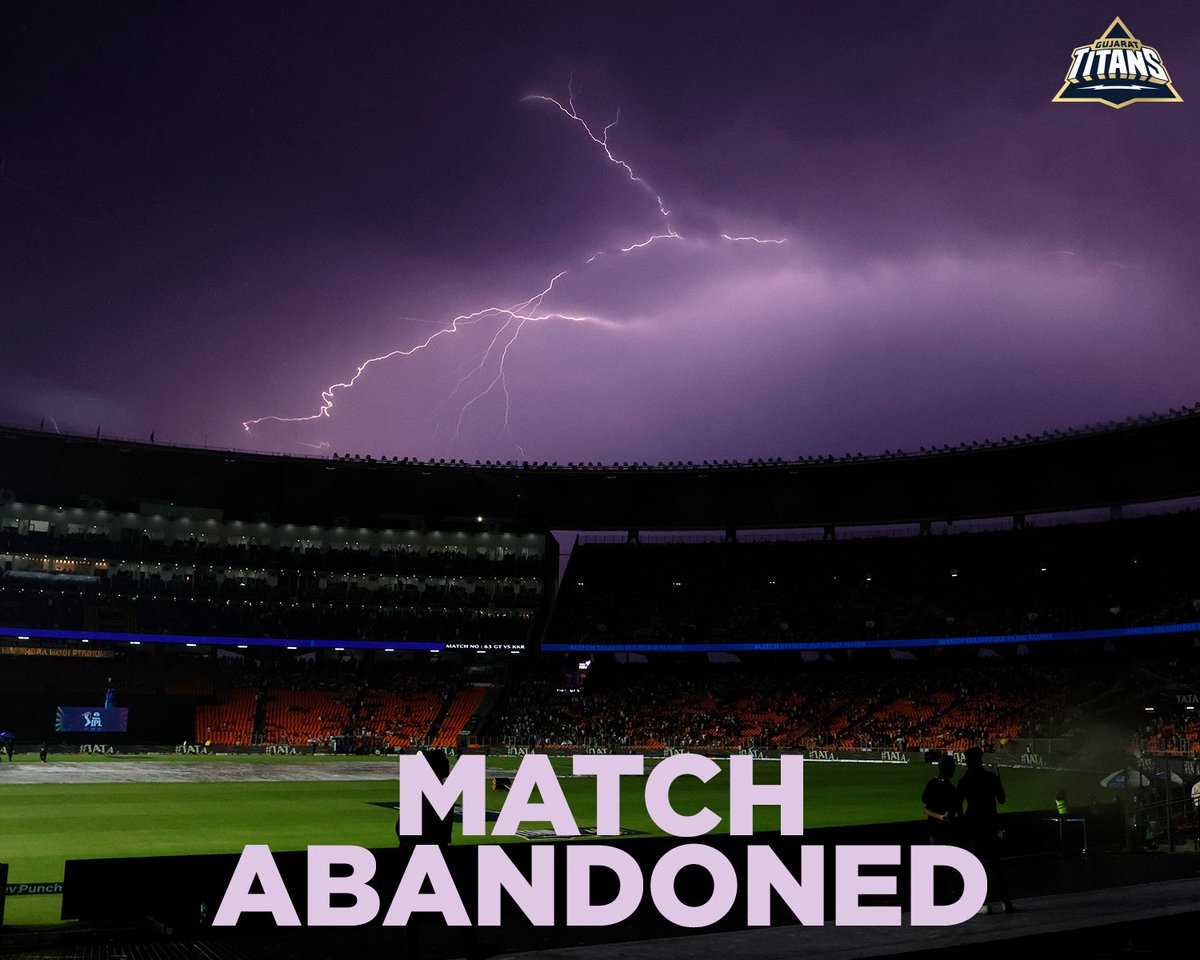 Our final home game has sadly been called off due to rain 💔

#AavaDe | #GTKarshe | #TATAIPL2024 | #GTvKKR