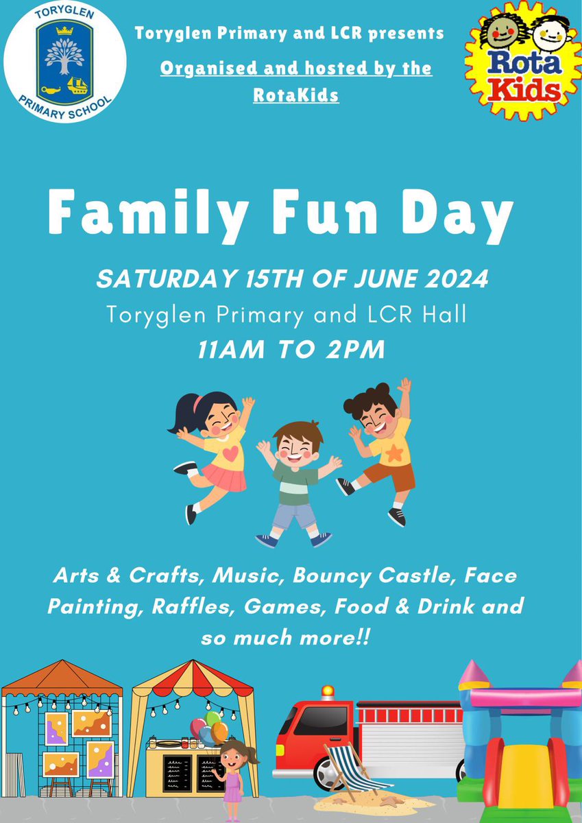 ToryglenPS's tweet photo. After the success of our RotaKids Quiz, our RotaKids are organising a Family Fun Day! 

Save the date in your diary and support our school!⭐️ https://t.co/rknziwwM7B