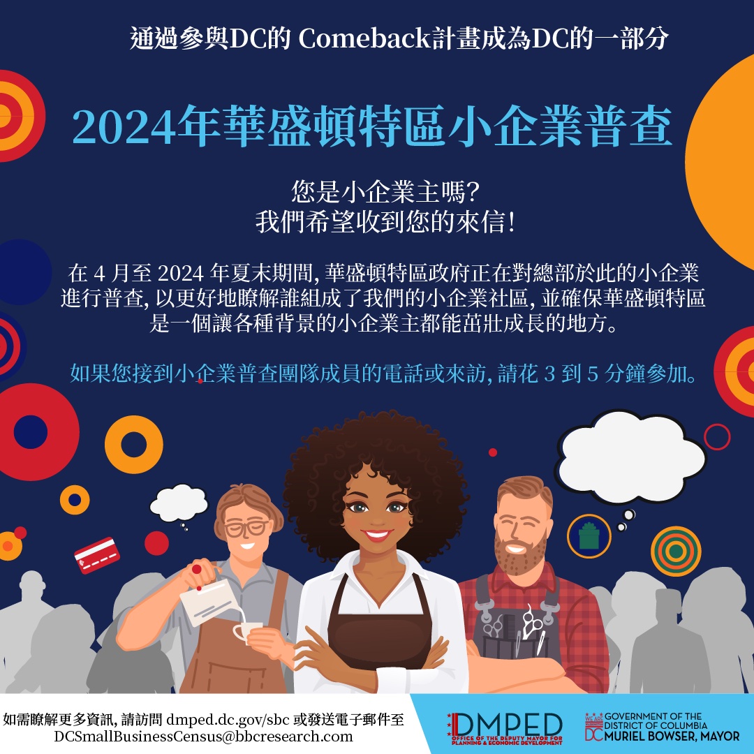 📢 Attention DC #smallbusiness owners! #DC is conducting a Small Business Census till the end of summer 2024. Participating will help us understand and support your needs. #TogetherDC, let's ensure DC is a place where every small business can grow! dmped.dc.gov/sbc