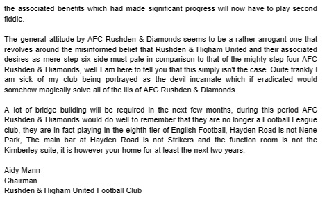 A statement from The Chairman.