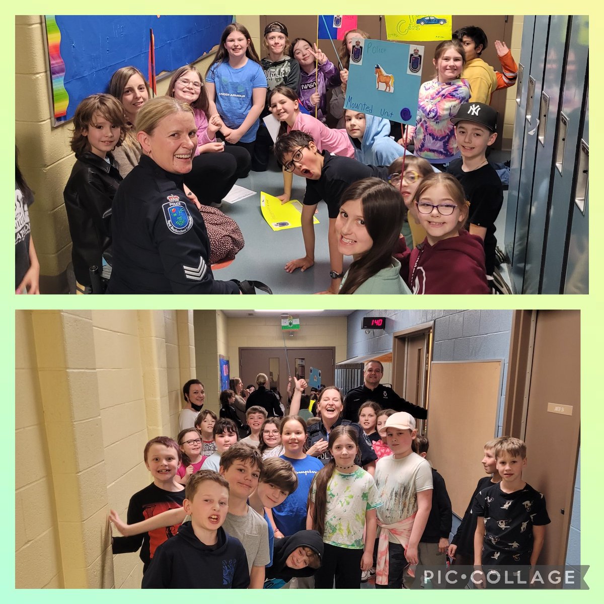 HTE_K4's tweet photo. What a great way to start our week at HTE.  Presentations from our community service department @RNC_PoliceNL for Police Week.  Special thanks to Cst  Dowden, Cst. Fitzgerald and Srgt. Cunningham for visiting our school and working with our Grade 4 students. Happy Police Week! https://t.co/AMhMpDgEul