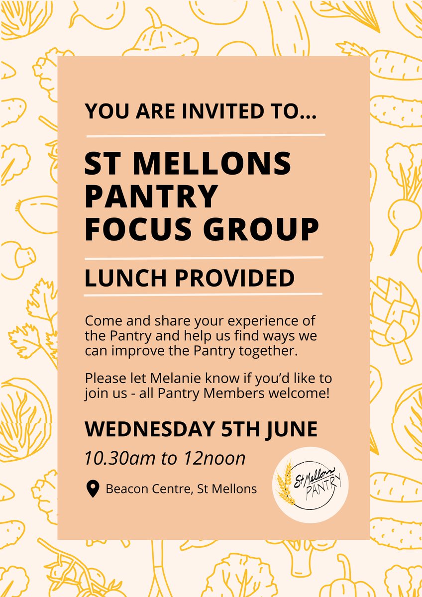 Are you a #StMellons Pantry member? Come and share your experience of the Pantry and discuss ways we can improve the Pantry together. Please contact pantry@hopestmellons.org if you'd like to join us. #GoodFoodMovement #GoodFoodCardiff #StMellons