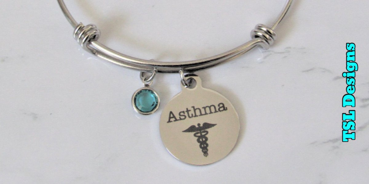 Asthma Laser Engraved Medical Bracelet With Birthstone Crystal buff.ly/3Oe7LC8 #bracelet #charmbracelet #medicalalertjewelry #medicalidalertbracelet #asthma #asthmaawareness #handmade #jewelry #handcrafted #shopsmall #etsy #etsyhandmade #etsyjewelry