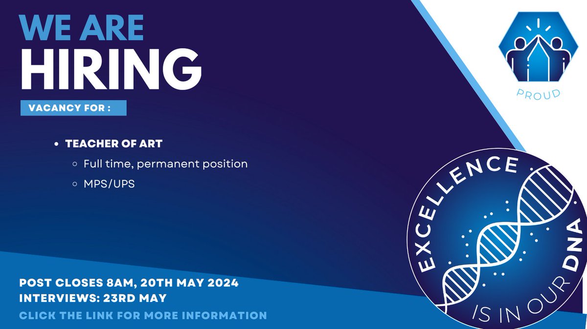 Calling all #artteachers.  We need you!  For more information about this opportunity click here -&gt; twynhamlearning.com/187/staff-vaca…
#twytgsdna #recruitment #teacherjobs #tes #art