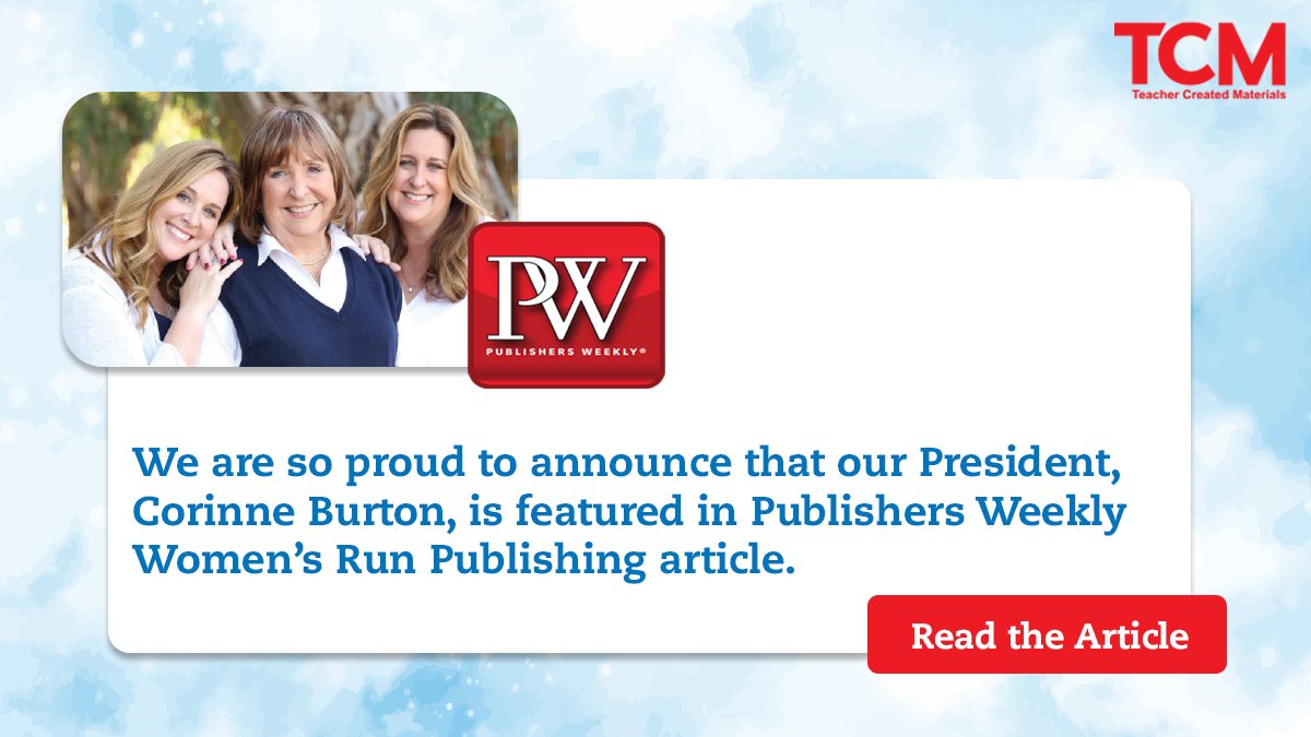 TCM is a proud female-owned company. 💪 Thank you to Publishers Weekly for featuring our President, Corinne Burton in their new article on women-run publishers. 📖 Read the full article on @PublishersWkly: hubs.ly/Q02w-nHs0 #WomenInPublishing