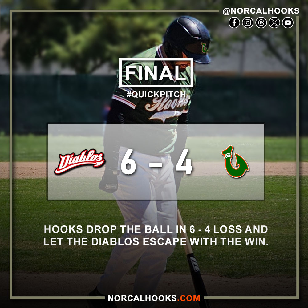 #QuickPitch: #NCHooks drop the ball in a 6-4 loss and let the Diablos escape with the win.

#GetHooked #GoHooks #SundayLeague #Baseball