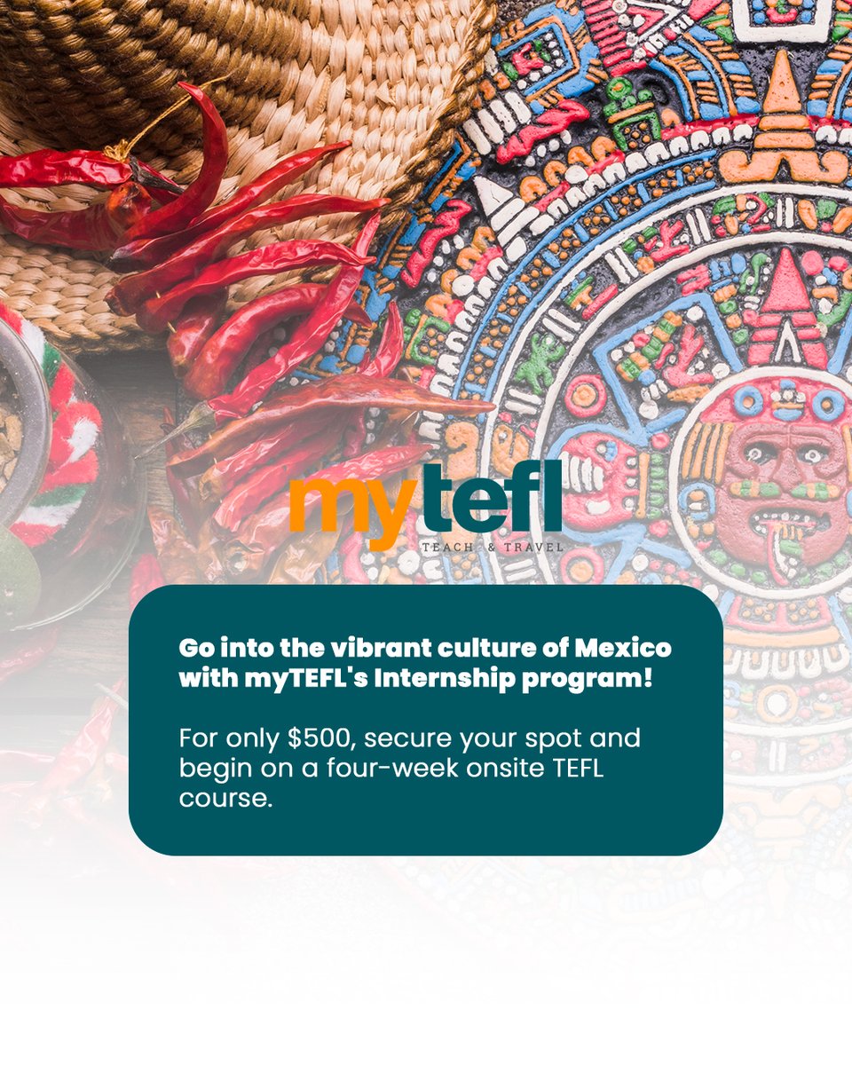 After completing your TEFL training, get ready to be placed in a fully paid teaching position in Mexico, earning $900 to USD 1,200 monthly! With furnished, modern accommodations at just $300 per month, you'll feel right at home while immersing yourself in this beautiful country.