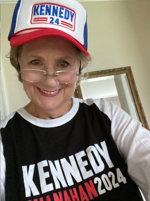 Kicked off my Kennedy/Shanahan campaigning this morning in my hat and shirt. There's a bumper sticker on my car and a yard sign in my yard! I needed new tires and visited the nursery next door...all that took about 2 hours. Then it was off to the grocery store where a young