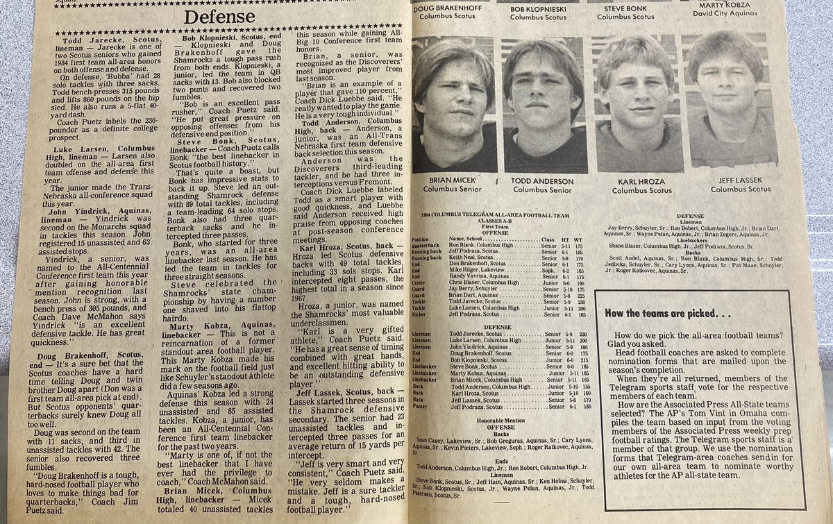 Another one from the local Columbus paper from December of 1984 showing the all area teams.

#nebpreps @SuitUpVarsity