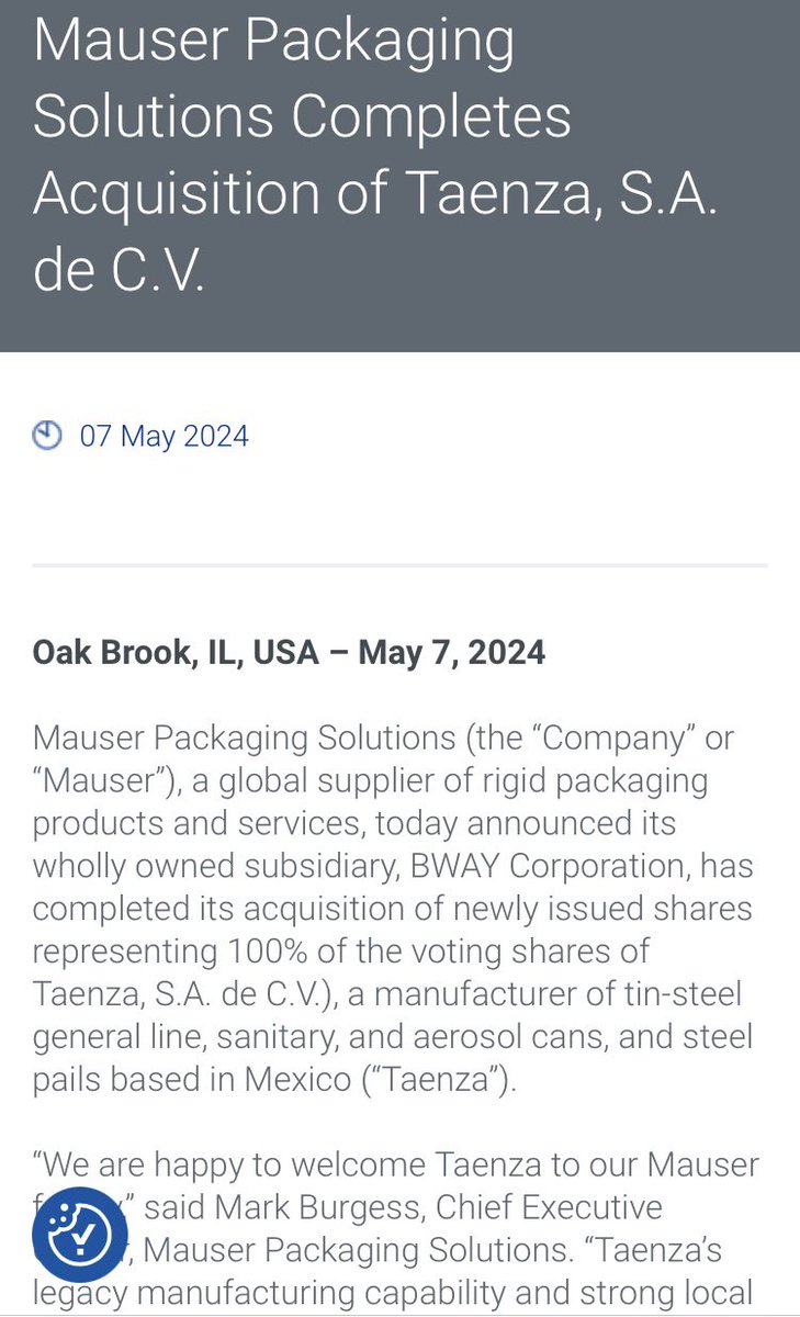 🚨Plant Closing 🚨 

Mauser Packaging Solutions is shutting down on Broadwell Road in Cincinnati. A company spokesperson says they “exiting the aerosol can manufacturing in the US.” On same day - May 7th on their website news they acquired a company in Mexico. @Local12  #layoffs