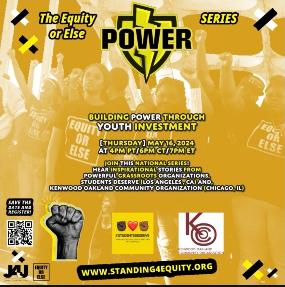EOE Power Series: Building Power Through Youth Investment. Our Grassroot Organizing Youth will take the Mic and Lead us in stories of VICTORY. This is THE WEEK! Join us Thursday, May 16, 2024 4pm PT/6pm CT/7pm ET Register Here: docs.google.com/forms/d/e/1FAI…