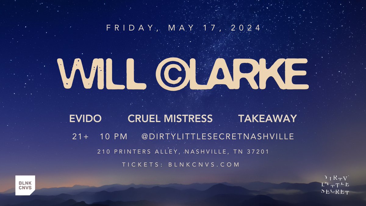 We will see you Friday night at Dirty Little Secret Nashville for @djwillclarke Its going to a vibe all night long, see you on the dancefloor! tix: tixr.com/e/98125