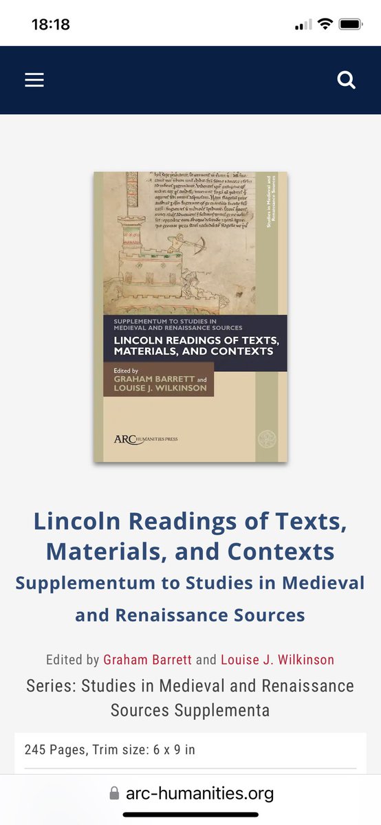 A peek at what’s in store! A forthcoming volume with pieces by 9 of our @LincolnMedieval folk. We are blessed with amazing colleagues here @UoLHist @woodjamie99 @giustina_m