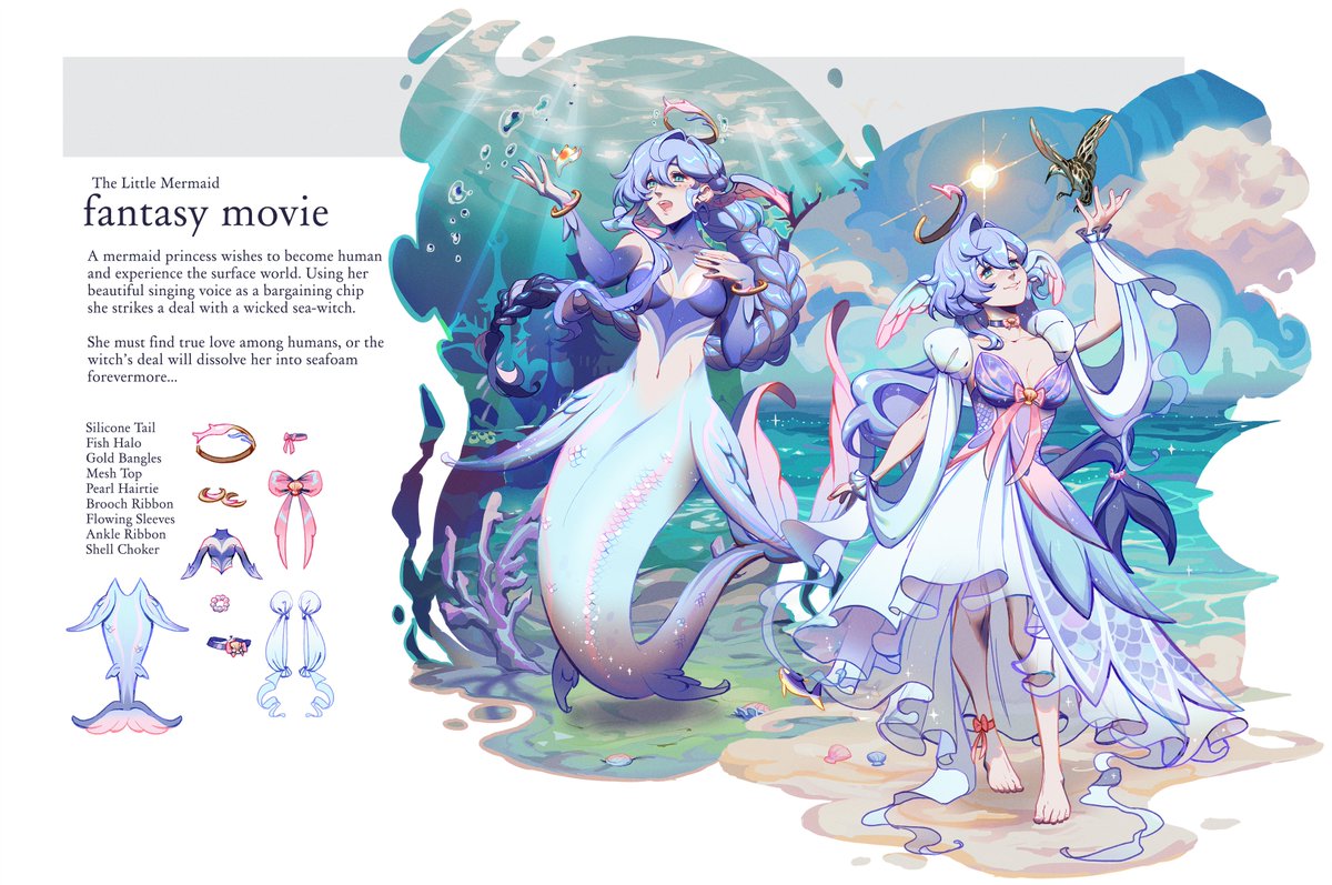 the story of a brave mermaid princess... 🌊 

thank you HoYoVerse for commissioning the design! #Robin #MillenniumIdol #RecordsofRobin