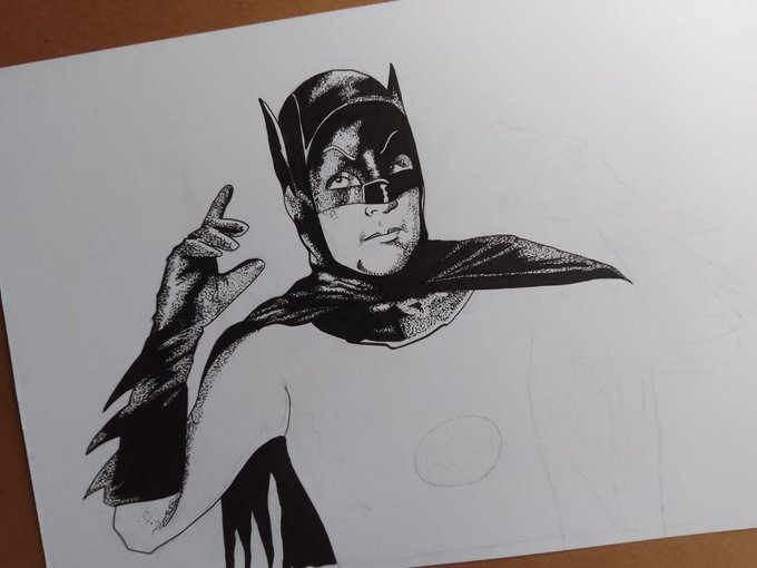 WIP probs finish this tomorrow #art #illustration #bored #Batman #Adamwest #Batman66 #doodle #commissionsopen