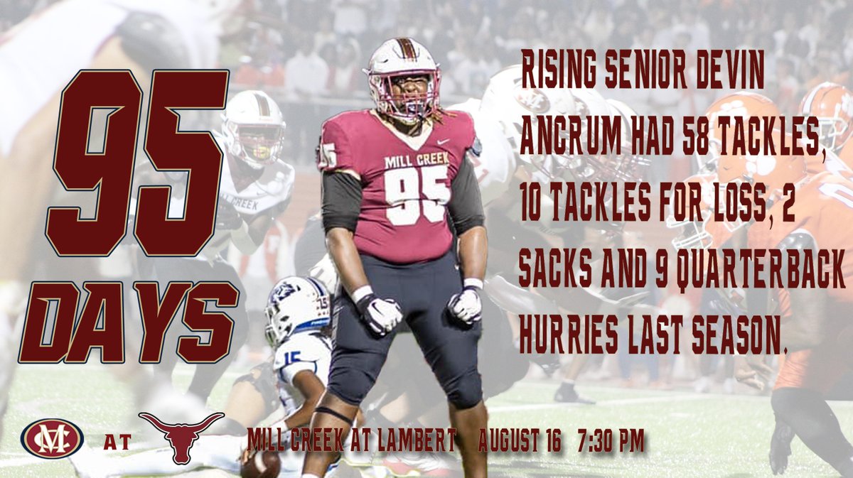 95 Days Until Mill Creek kicks off the season at Lambert! #IMPACT | #COMPETE