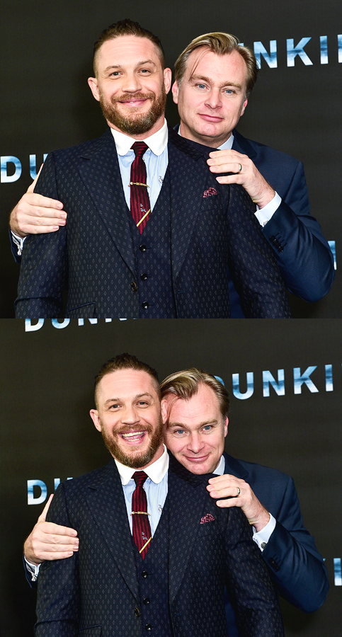 Tom Hardy and Christopher Nolan at the premiere of DUNKIRK (2017)