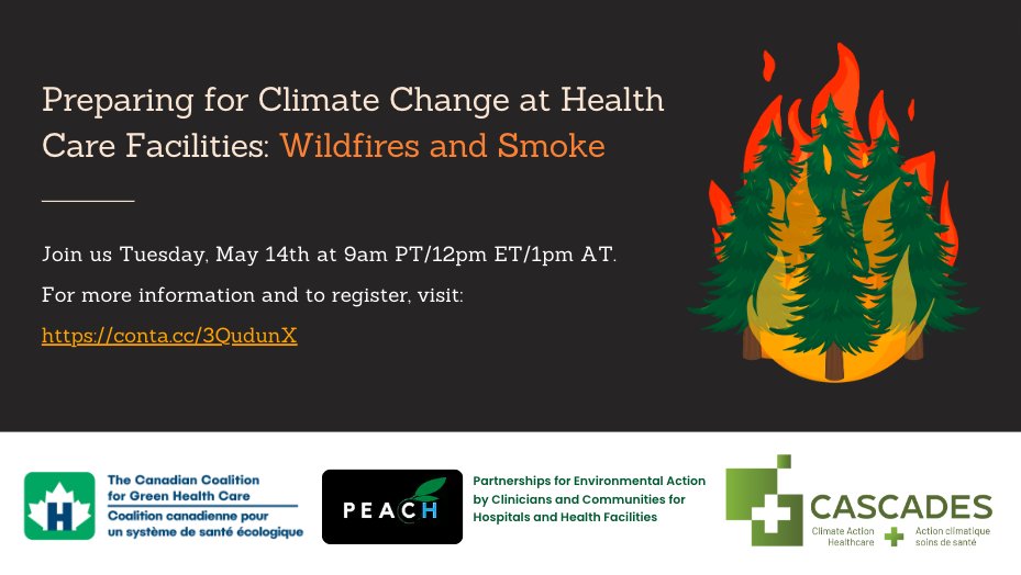 ✨WEBINAR REMINDER✨ Remember to sign up and join us tomorrow as we learn strategies from expert speakers on how your #healthcare facility can enhance its readiness to tackle #wildfires and #smoke hazards this summer. 🌿 Register here 👉 conta.cc/3QudunX