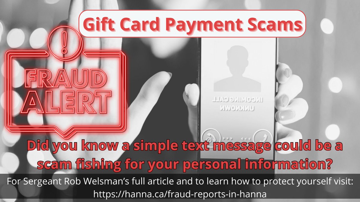 If you have been victimized in fraud, contact the Hanna Detachment at 403-854-3393.