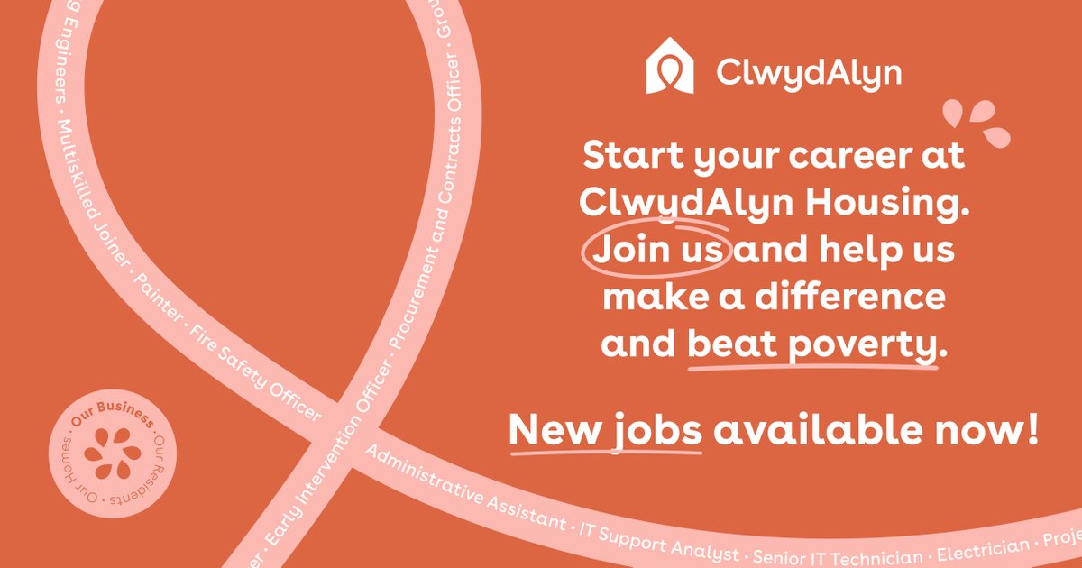 Tomorrow is the last day you can apply for our 40 new roles, including: 👩‍🔧 Plumbing and Heating Engineer 💡 Approved Electrician 🍳 Pathway to Cook ✍ Pathway to Office Administrator Visit our website and apply today: clwydalyn.co.uk/work-for-us/