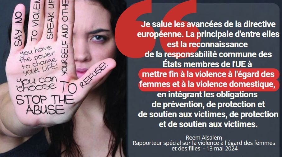 La toute 1ère directive européenne sur la lutte contre les #ViolencesFaitesAuxFemmes et la violence domestique saluée par @UNSRVAW. L'experte indépendante de l'ONU a regretté qu'une définition 🇪🇺 de l'agression sexuelle & du viol n'y ait pas été incluse. buff.ly/3WClF5i