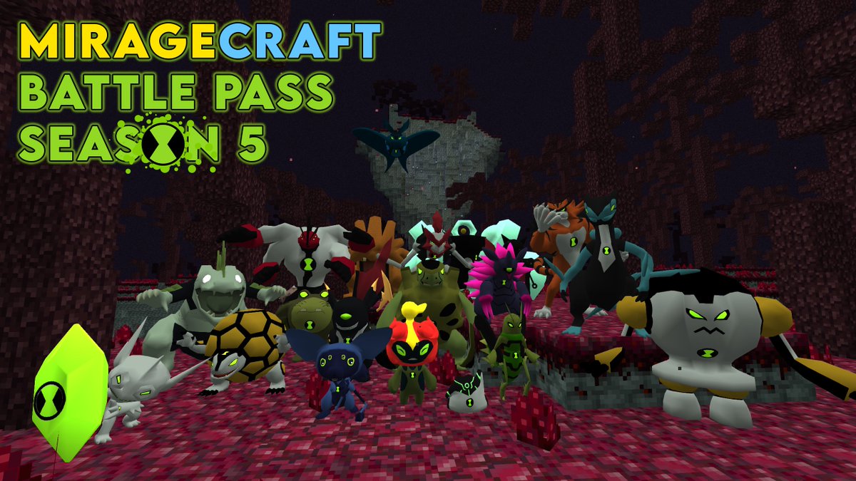 MirageCraft's tweet photo. Calling all heroes and heroines! Get ready to unleash the power of the Omnitrix as we dive into Season 5: Ben 10! Unlock 20 epic looking Ben 10 Alien Themed Pokémon (3 of which are legendaries!) and a treasure trove of goodies that will leave you awestruck! https://t.co/poDpZShCG6
