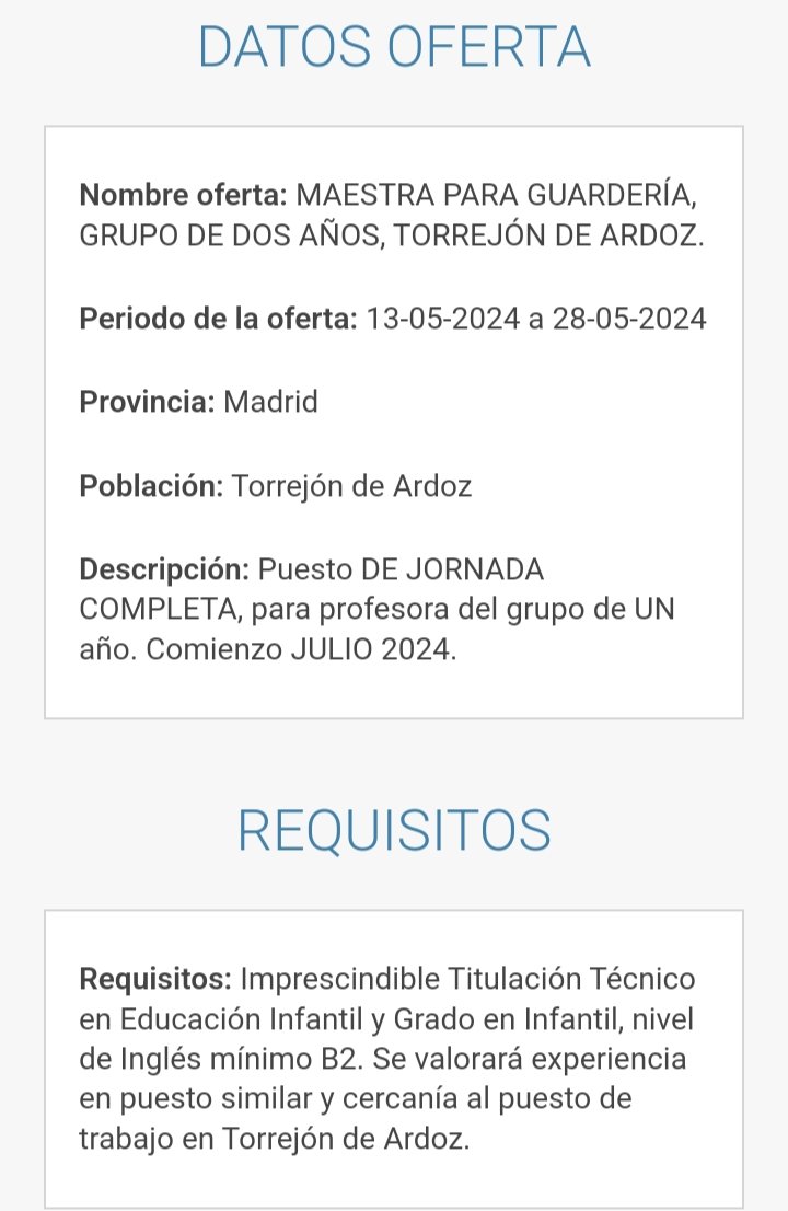 Esta es buena también. Sueldo bruto de 1200€ al mes. Dice que puede haber incentivos, curioso.
Ah vale, descartado, que no soy mujer, buscan MAESTRA.

Meteos la igualdad por el puto culo hsdp.