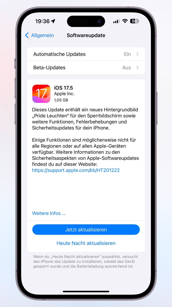 iOS 17.5 ist da. Frohes Updaten!
