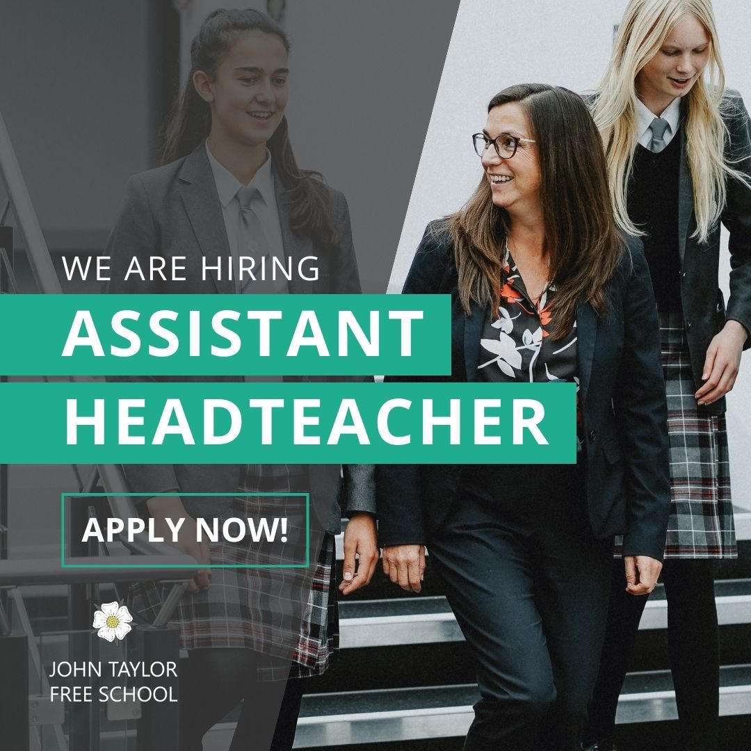We have an amazing opportunity for an Assistant Headteacher to join our team! We have the flexibility to distribute responsibilities - most important is the drive to work with us and our vision to enable everyone at JTFS to succeed and thrive! Let me know if you want a chat/tour