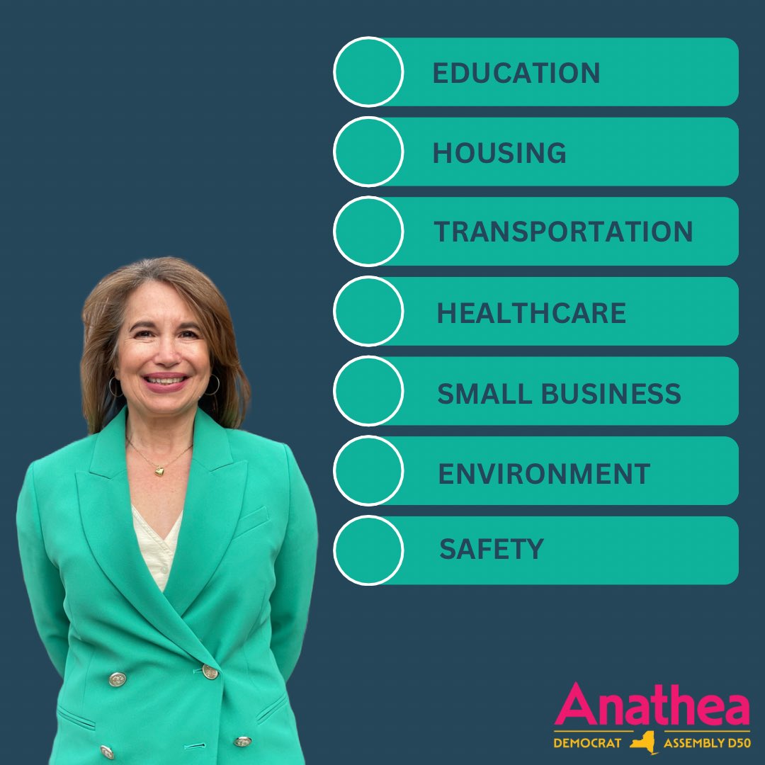 This week I'm rolling out my policy. I will be discussing one of the topics below each day!

#AnatheaforNY #YourVoiceMatters #NorthBrooklyn #Greenpoint #Williamsburg #Policy #Education #Housing #Transportation #Healthcare #SmallBusiness #Environnement #Safety