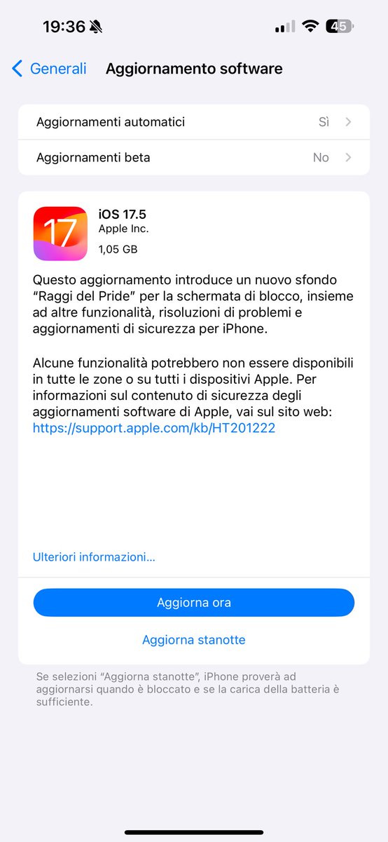 Disponibile #iOS17.5 per tutti!