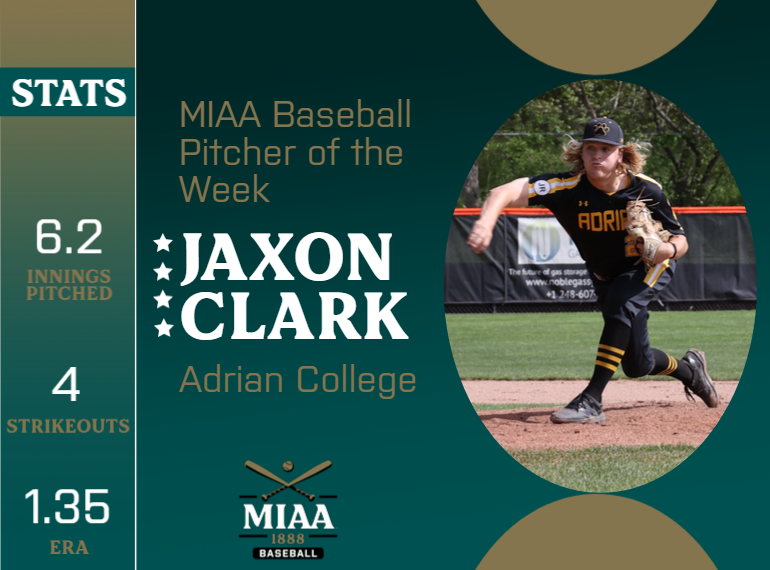 MIAA1888's tweet photo. #D3MIAA Baseball Athletes of the Week | May 13, 2024 ⚾️
Pitcher:
Jaxon Clark, @AdrianBulldogs
https://t.co/HHnxrN0irQ
Position Player:
AJ Miranda, @AdrianBulldogs
https://t.co/wrIjjaiF3e
#MIAAbsb #GreatSince1888 https://t.co/6z4VPs5jGF