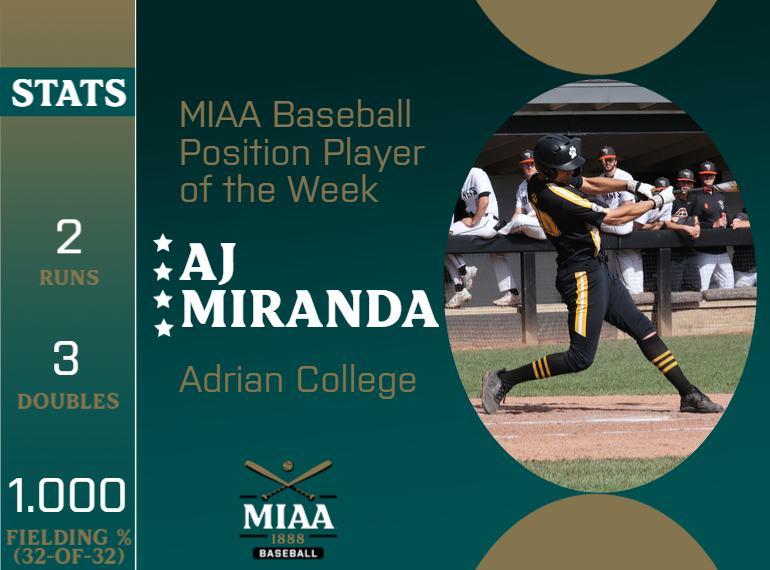 MIAA1888's tweet photo. #D3MIAA Baseball Athletes of the Week | May 13, 2024 ⚾️
Pitcher:
Jaxon Clark, @AdrianBulldogs
https://t.co/HHnxrN0irQ
Position Player:
AJ Miranda, @AdrianBulldogs
https://t.co/wrIjjaiF3e
#MIAAbsb #GreatSince1888 https://t.co/6z4VPs5jGF