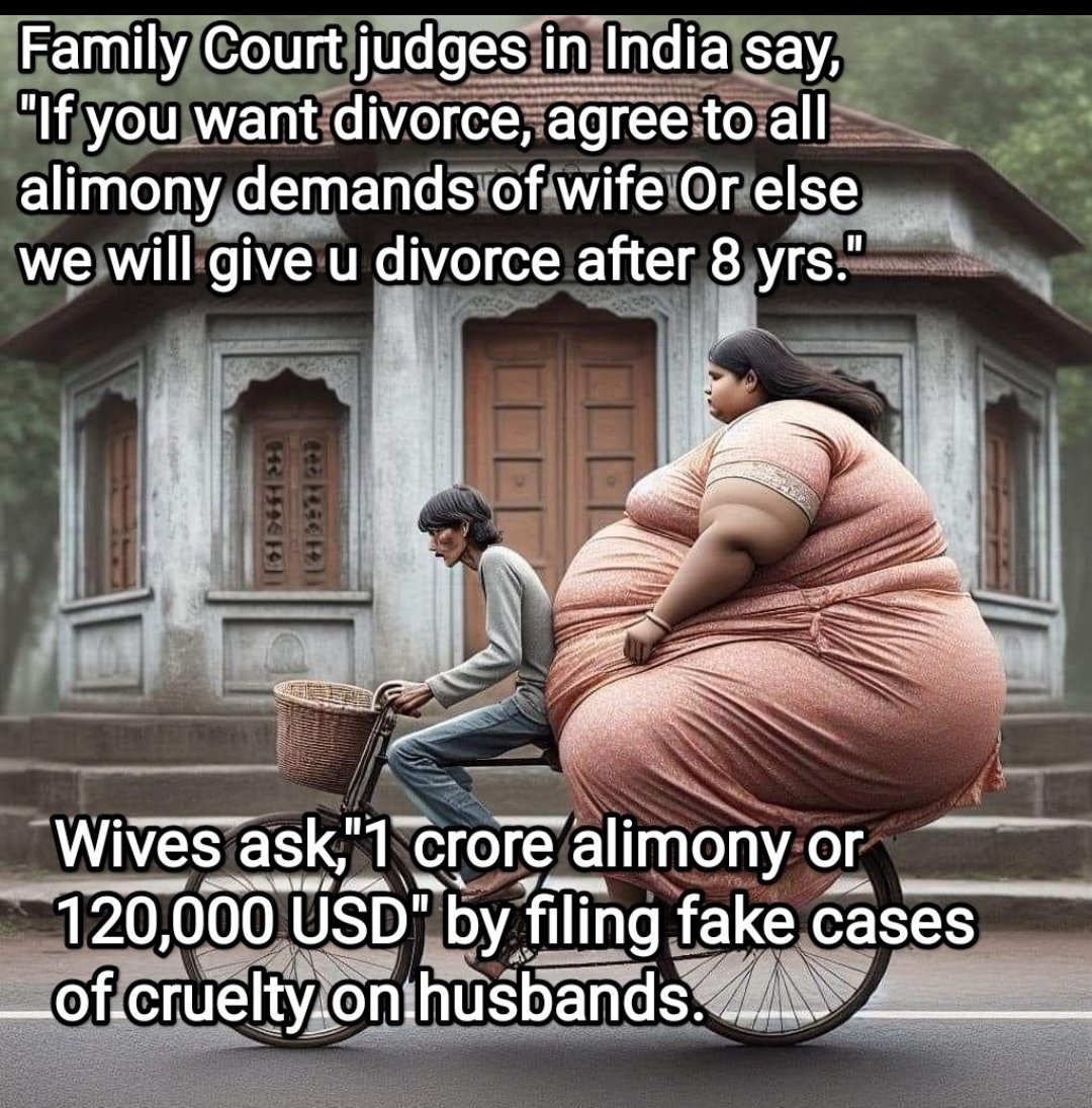 I think Indian family courts believe,'Woman is a Burden on Husband?' If yes then they should openly say, 'woman is a burden for man' or do they think 'woman is an equal partner?' Why can't they work and earn instead of such?
 #USD120000Alimony #WomanIsABurden #1CroreAlimony