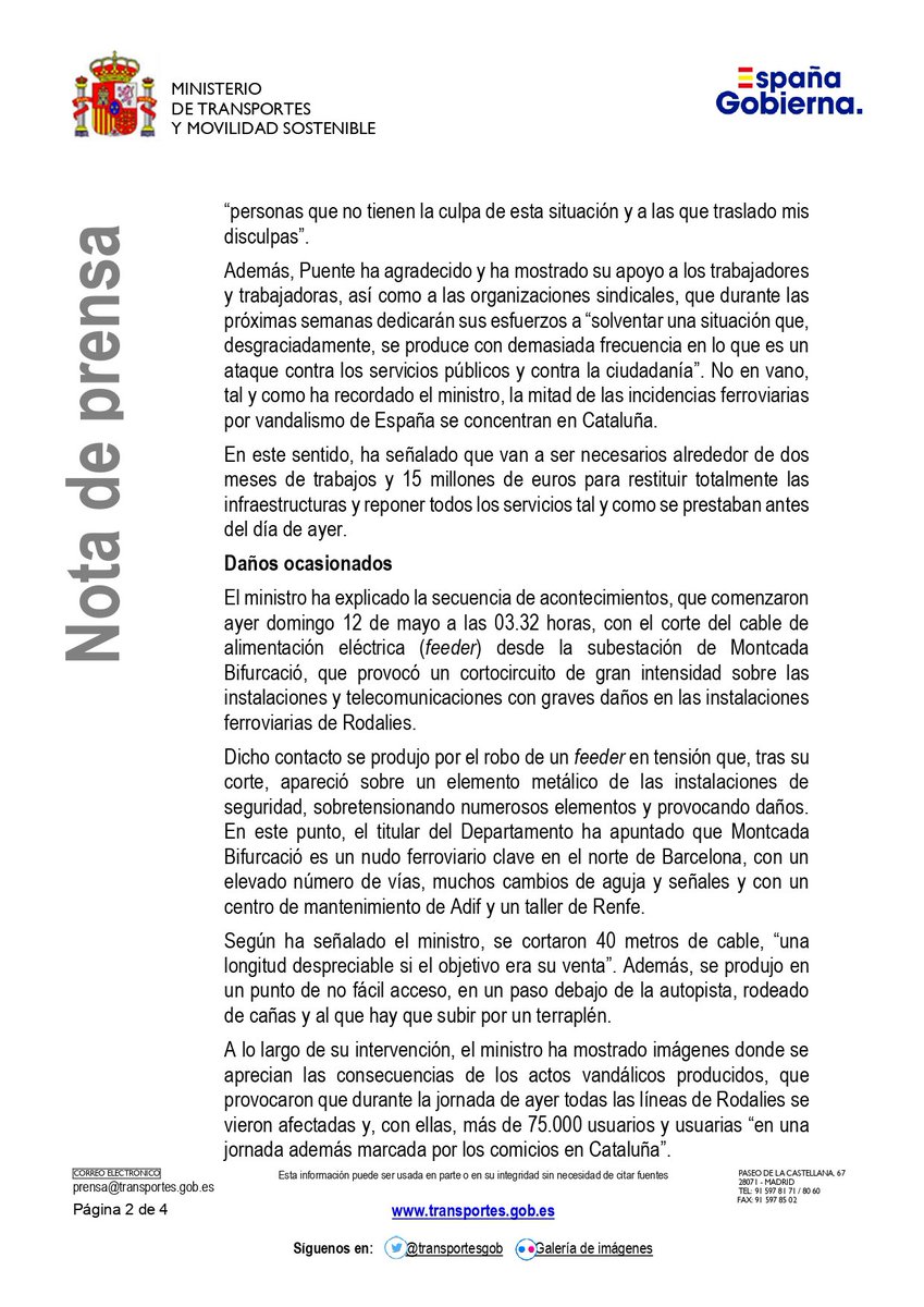 carlosprietogo's tweet photo. El ministro @oscar_puente_ ha ofrecido una rueda de prensa para explicar los detalles de los actos vandálicos que produjeron el colapso de @rodalies durante la jornada electoral del domingo. 

Dentro hilo 👇🏼🧵 https://t.co/9j9l7fKPMw