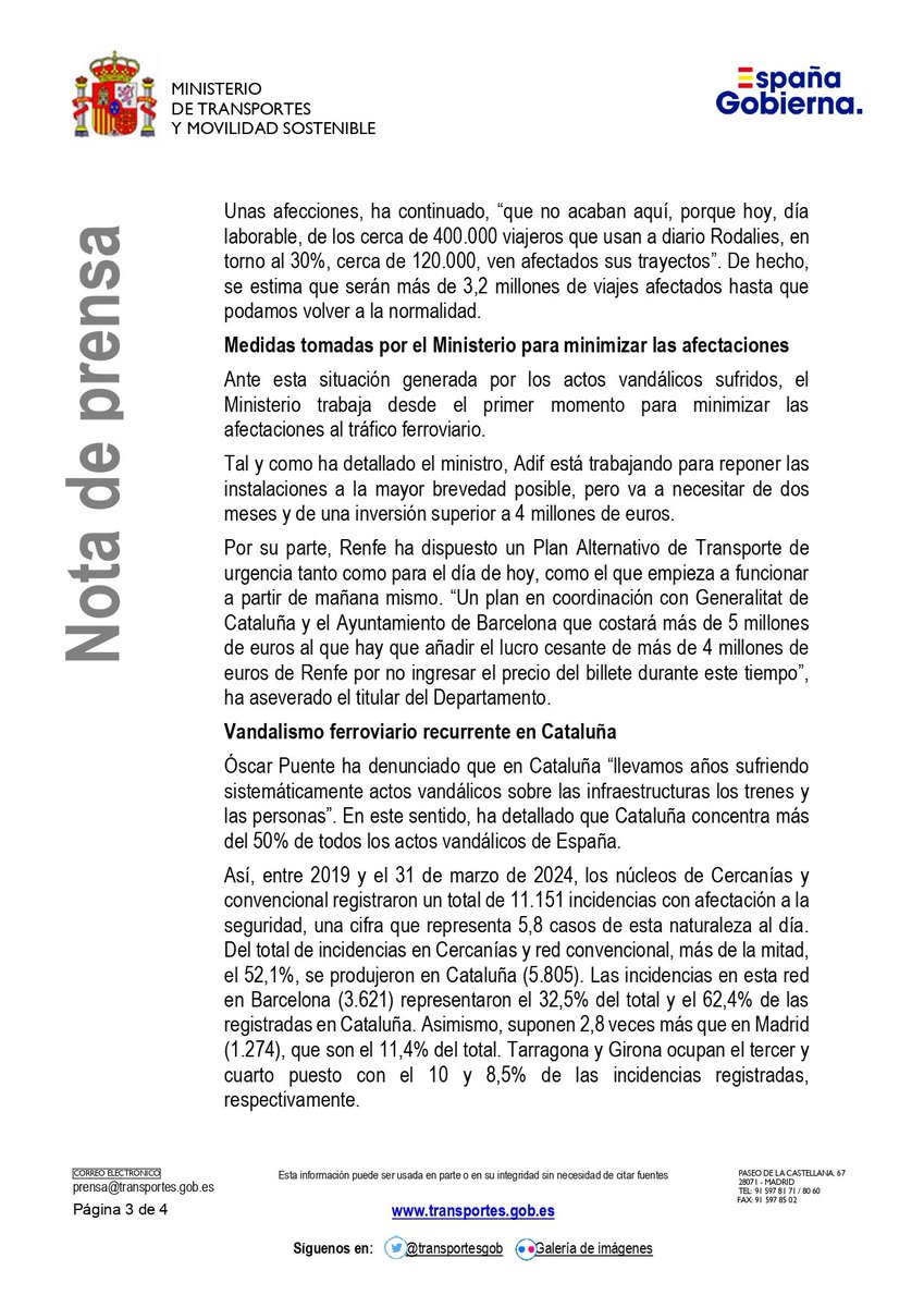 carlosprietogo's tweet photo. El ministro @oscar_puente_ ha ofrecido una rueda de prensa para explicar los detalles de los actos vandálicos que produjeron el colapso de @rodalies durante la jornada electoral del domingo. 

Dentro hilo 👇🏼🧵 https://t.co/9j9l7fKPMw