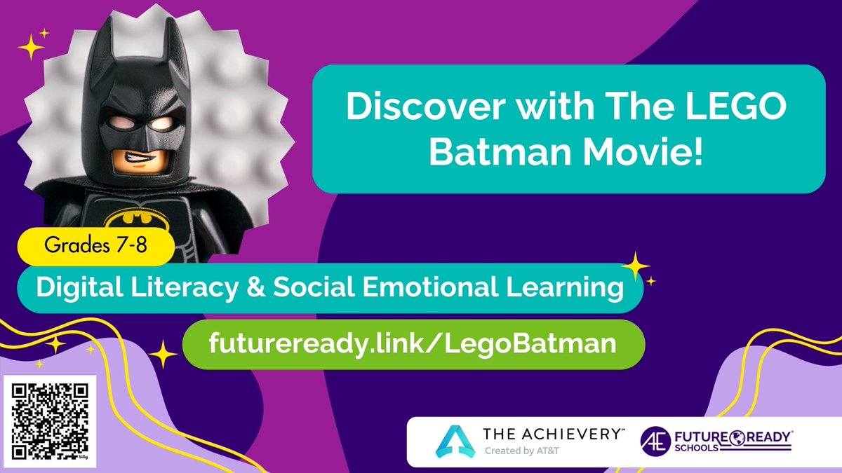 Ready for a SUPER summer full of learning and fun? 🌞 🦸

Check out #TheAchievery - a free resource with fun learning activities! This week we're learning with #LegoBatman! 

Lesson here: theachievery.com/en/content/uni…

@ATTimpact @ASCD @warnerbros @LEGOBatmanMovie