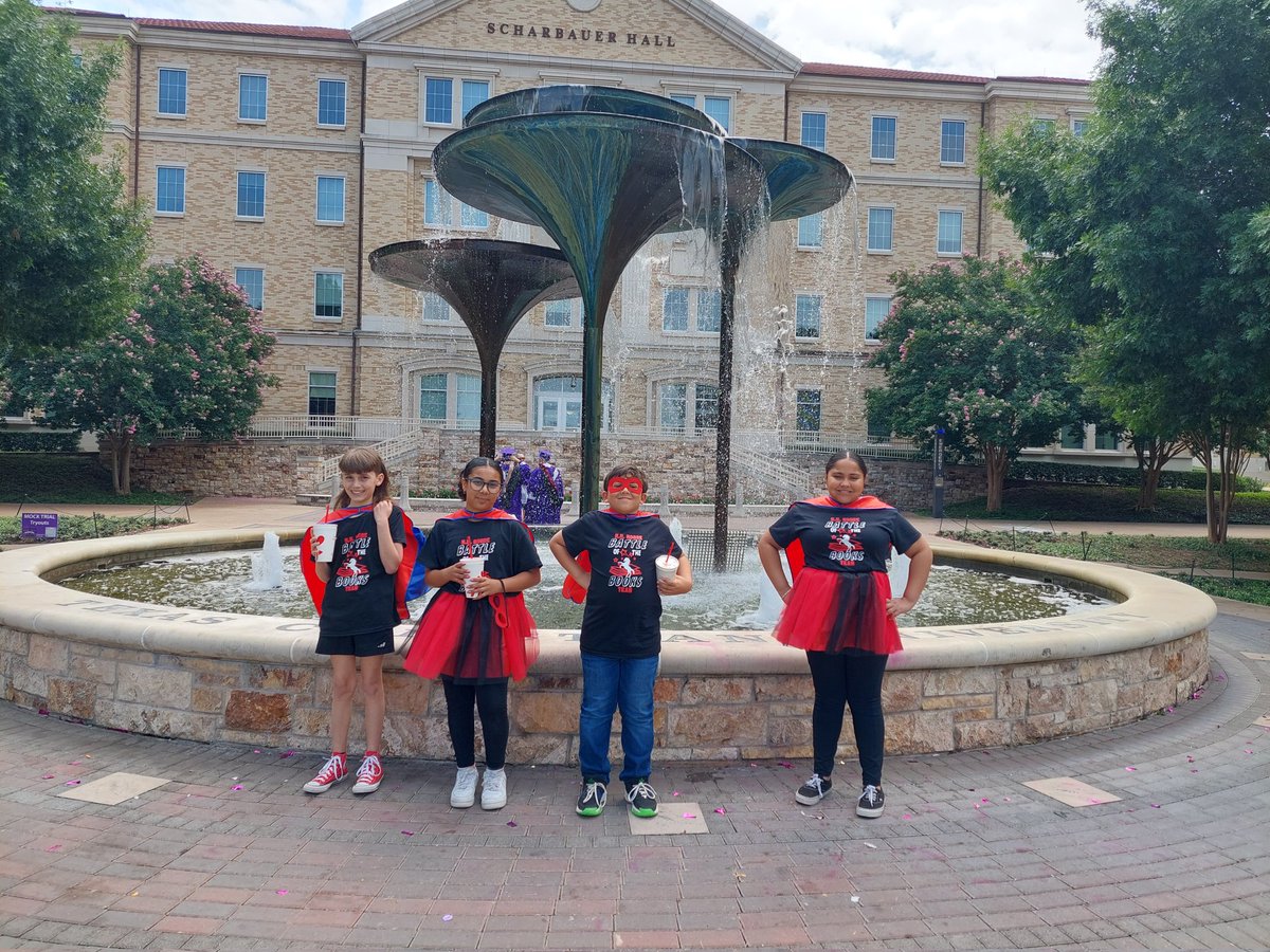 🎉Our Battle of the Books team is ready to compete today at the annual Fort Worth ISD Battle of the Books Competition at @TCU! Let’s cheer on our Superhero Mustangs!❤️🖤 #FWISDBoB @Lizeth9311 @flores_alex1 @amramsey13 @gracie_guerrero @UAlvarez @rhines060
