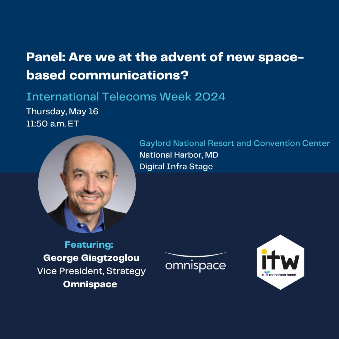 Omnispace (@omnispace) on Twitter photo 🗓🛰️📲 Attending <a href="/ITW_Telecoms/">ITW - a techoraco brand</a>? Wondering what the outlook is for direct-to-device connectivity #d2d, & when space-based comms will extend mobile telecom networks' reach? George Giagtzoglou will share his predictions on the "Advent of new space-based communications" panel, May 16 🗓🛰️📲 Attending <a href="/ITW_Telecoms/">ITW - a techoraco brand</a>? Wondering what the outlook is for direct-to-device connectivity #d2d, & when space-based comms will extend mobile telecom networks' reach? George Giagtzoglou will share his predictions on the "Advent of new space-based communications" panel, May 16
