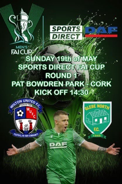 Big game next Sunday 19th on May We are away to Wilton Terrace in Cork for the Round 1 of the Sports Direct FAI Cup. 💪💪
