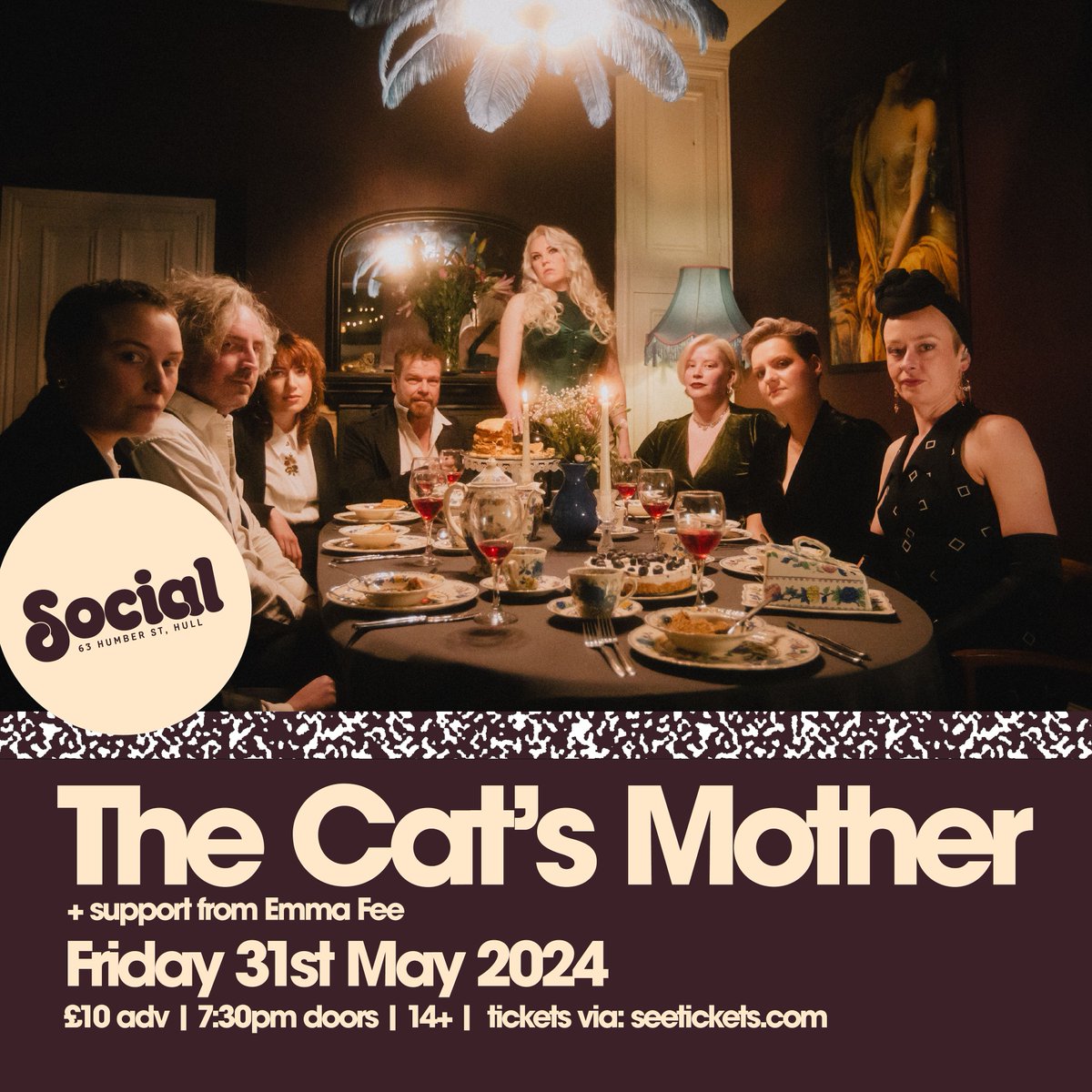 THE CAT'S MOTHER joins us at the end of the month - an eclectic 8-piece of Hull-based seasoned musicians unveiling tracks from their forthcoming album “Doing As You’re Told”. 🎟 book tickets: bit.ly/TheCatsMotherH…
