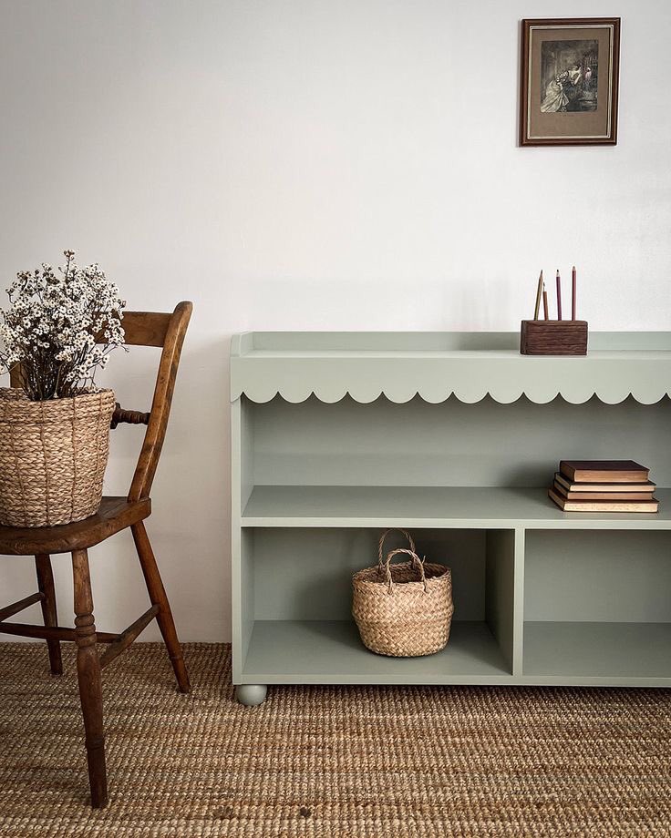 Just brainstorming a diy project for a bench to go in the entryway. We’ve always just had a crate to stick shoes in but no place to sit while putting on shoes. Idea is IKEA bench + scallop trim + a soft paint color 🤔