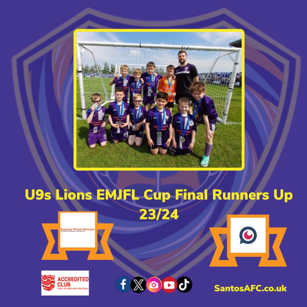 Our U9s Lions roared into the runners up position yesterday. Despite an impressive performance they were unable to out shine their opponents.  

#SantosU9sLions #SantosYouth #SantosAFC #u9s #football #emjfl #EPS_expressparcelservices #ForesightITLtd