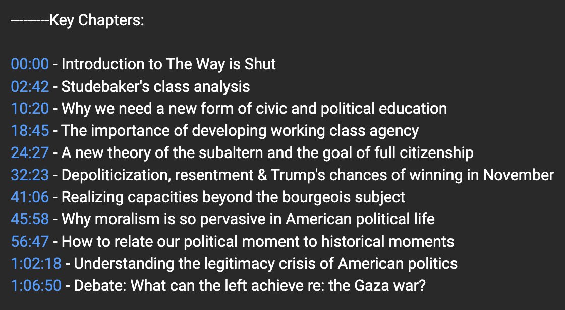 My latest interview and discussion with @BMStudebaker on his book The Way is Shut is now up. And I finally added chapters to help navigate the discussion better. youtu.be/fMx8bt4afZ8?si…