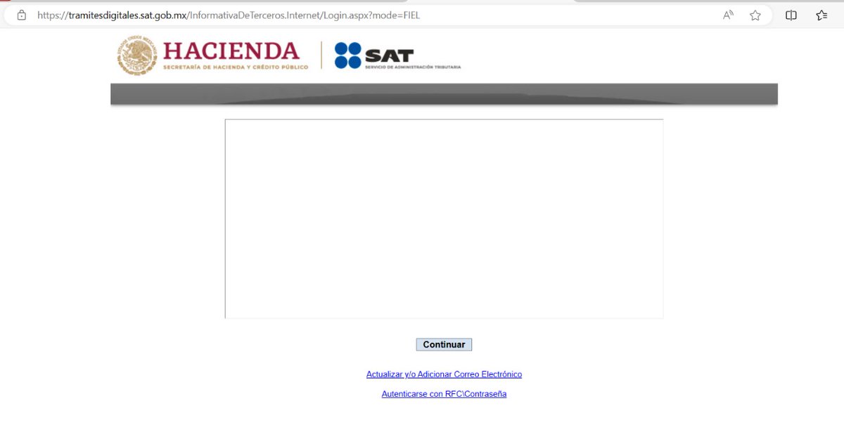 jonitorres28's tweet photo. @SATMX  y ahora por que no funciona esta herramienta??? Que raro que pase esto en el #SAT al querer ingresar con la FIEL y tanto que me costo conseguirla para no poderla usar https://t.co/Wfzt3MFpZB