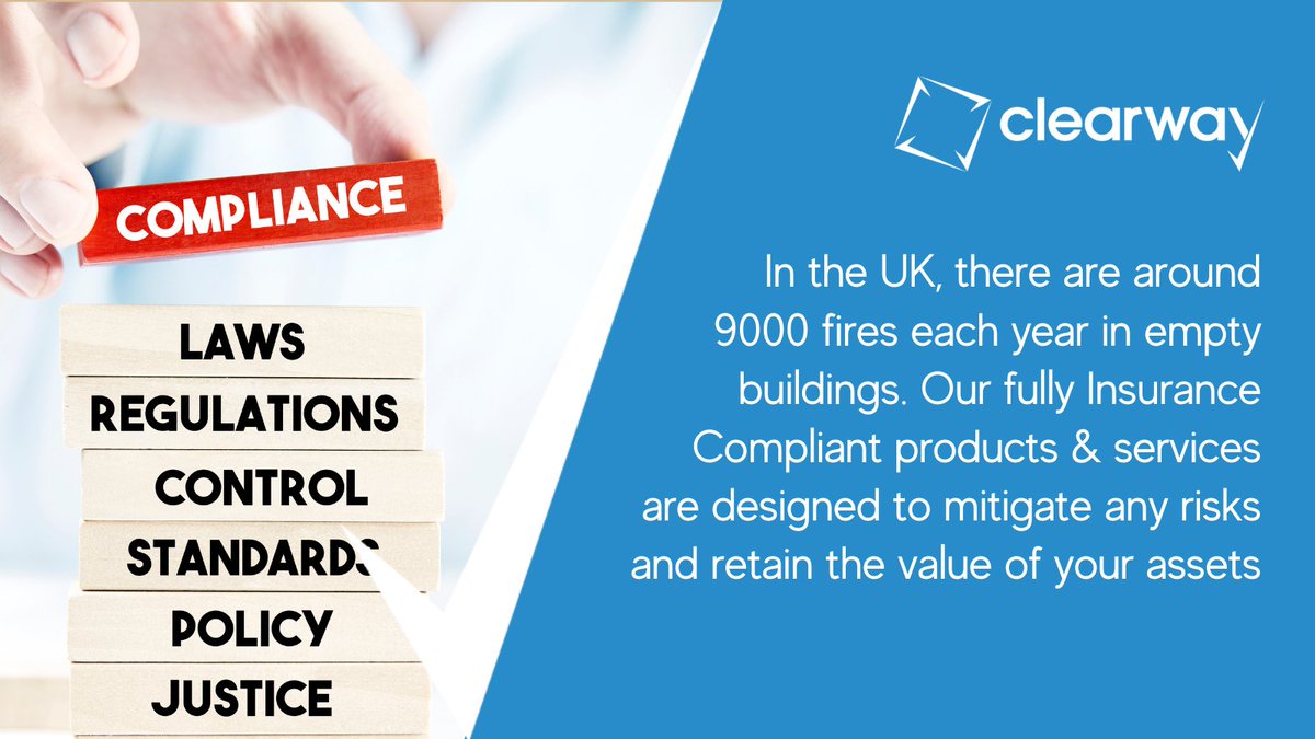In the UK, there are around 9000 fires each year in empty buildings. #Property is damaged, contents stolen, & property vandalised. Our fully #InsuranceCompliant products & services are designed to mitigate any risks & retain the value of your assets: ow.ly/Uk2i50RzzO6
