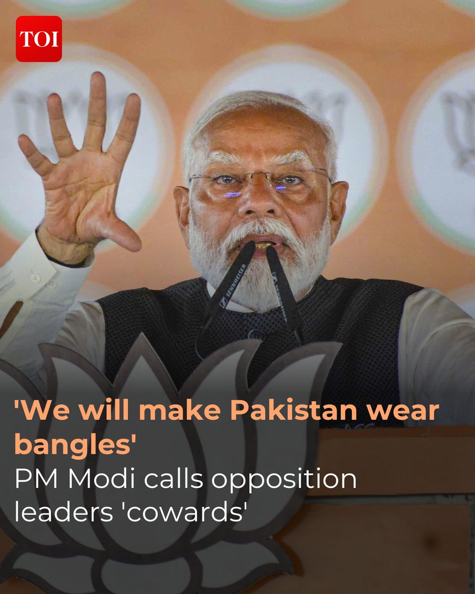 Mincing no words, Prime Minister #NarendraModi on Monday launched a fiery attack against opposition INDIA bloc, calling its leaders 'cowards' who were 'scared of Pakistan's nuclear power'.

Read more 🔗 toi.in/PM