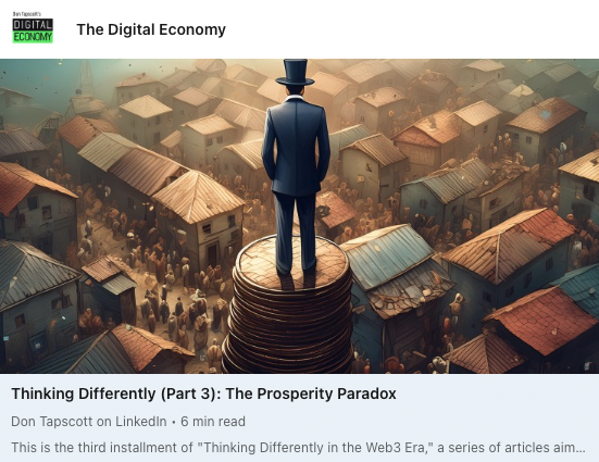 In the latest installment of my 'Thinking Differently' series, we'll explore the 'prosperity paradox,' where we see economic growth alongside diminishing prosperity and a shrinking middle class. We'll confront traditional solutions, like wealth redistribution through taxation,