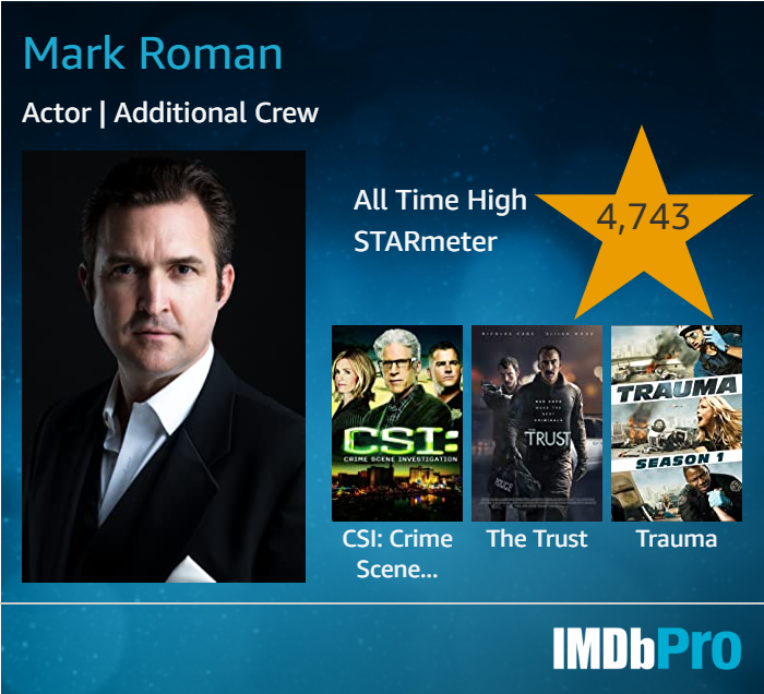 Unknown stuntman? No.
Unknown background actor.
Shook hands with Kelsey Grammar #TheLastTycoon.
Stood in for Nicolas Cage #TheTrust.
imdb.com/name/nm4432222
#MarkRoman #actor #improv #drama #comedy #BackgroundArtist #IMDb #CSI #NicolasCage #CriminalMinds #TheOffer #actorslife