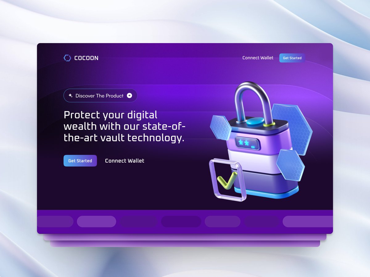 createdbysun's tweet image. 🚀 Day 4/30 - Landing Page for Web 3 Vault
#UIChallenge #DeFiDesign #BlockchainInnovation #Web3design